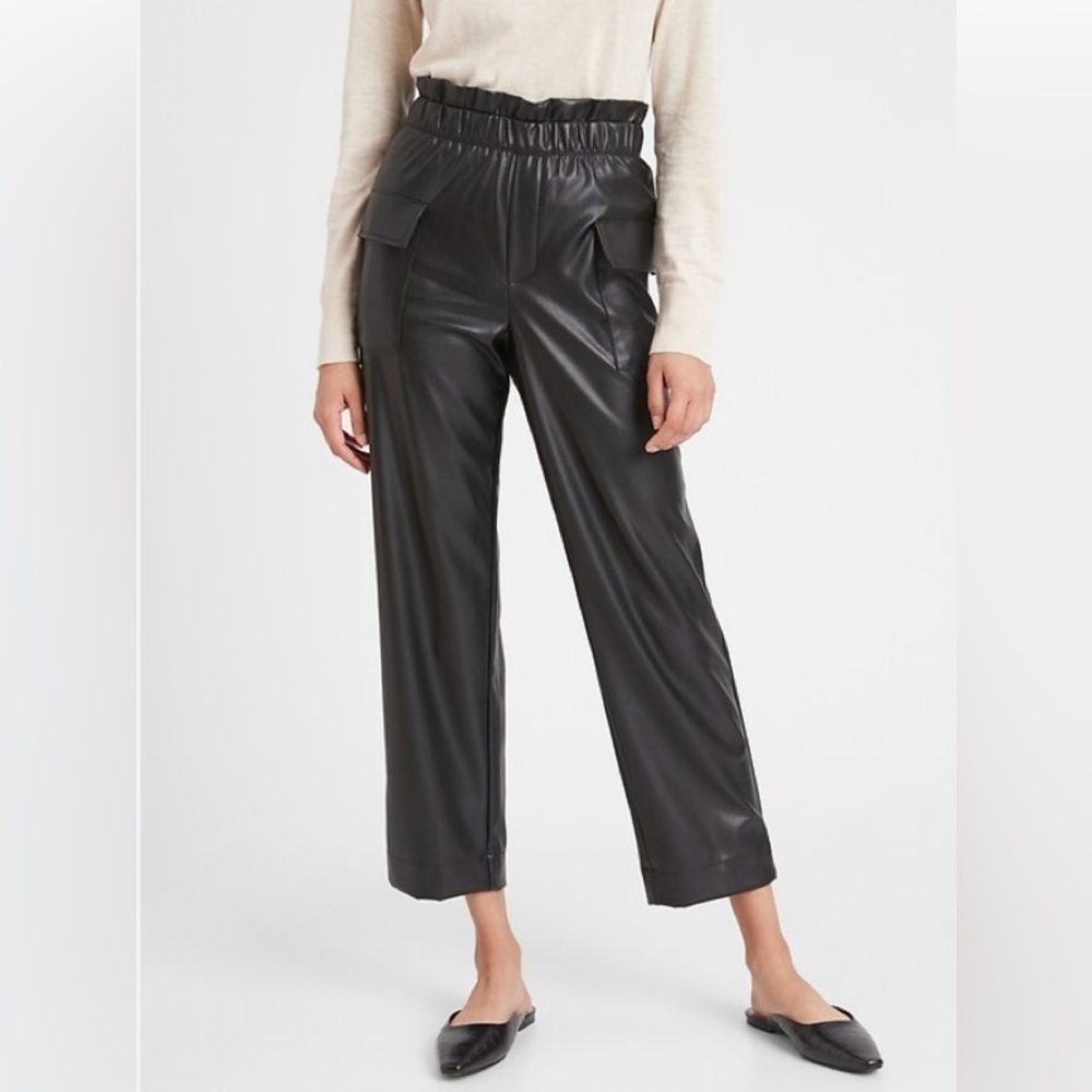 Banana Republic Black leather pants soft and cozy very comfy around the waist